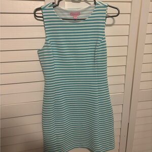 Lilly Pulitzer Aqua and White Striped Dress